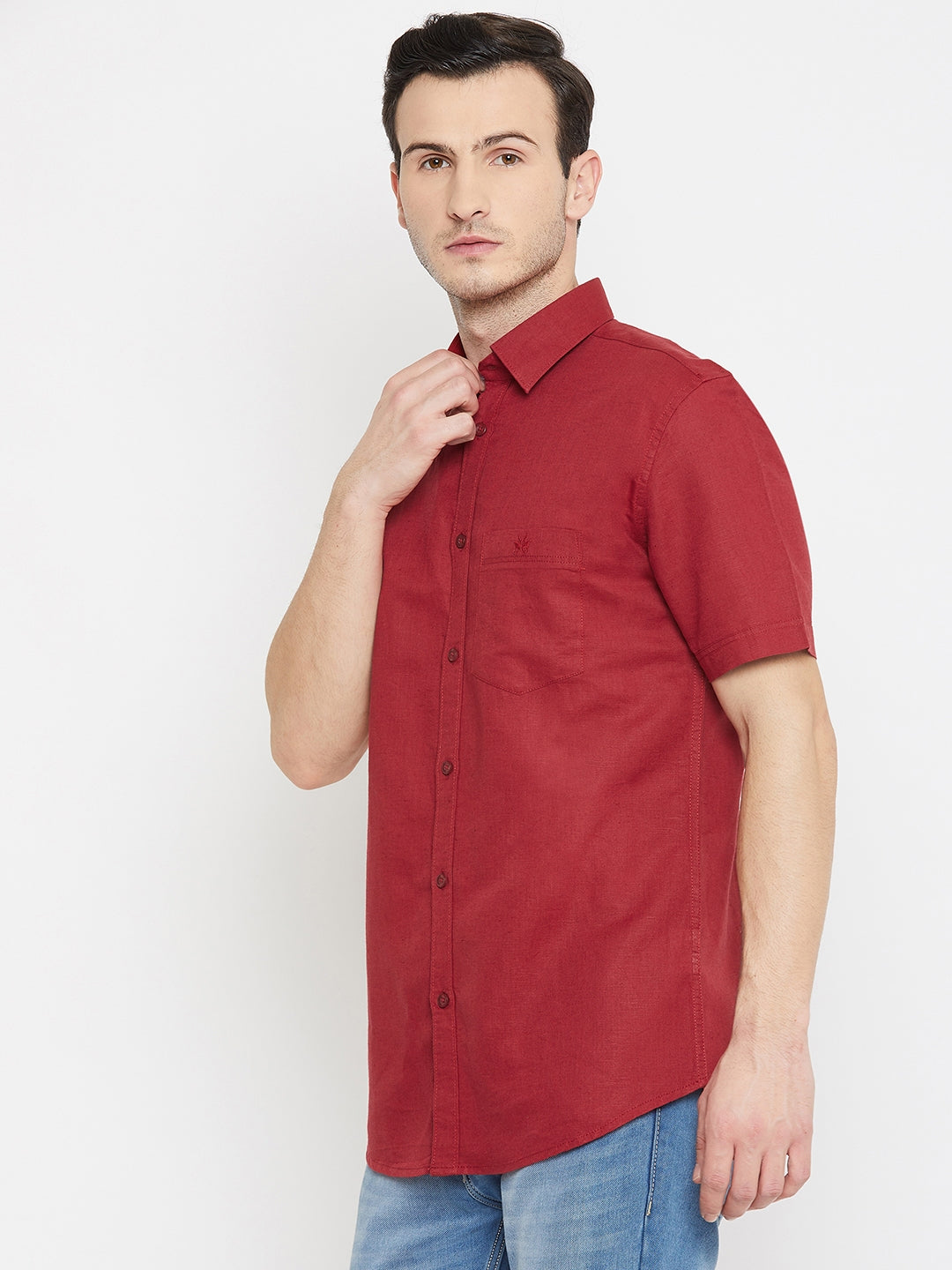 Red 100% Linen shirt - Men Shirts