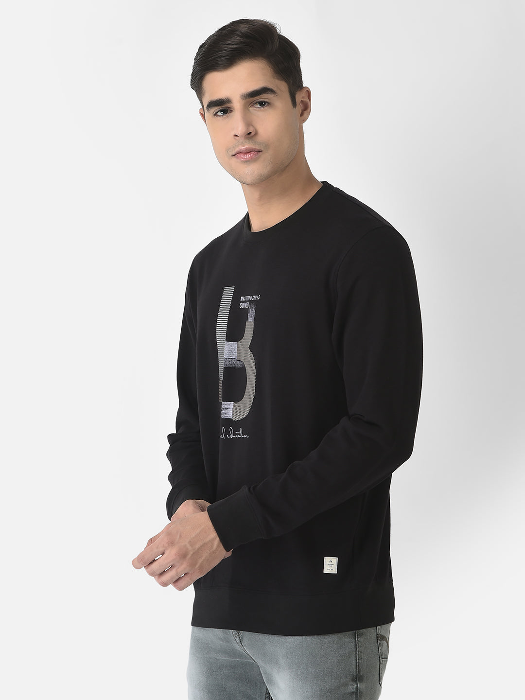  Black Sweatshirt in Cotton Blend