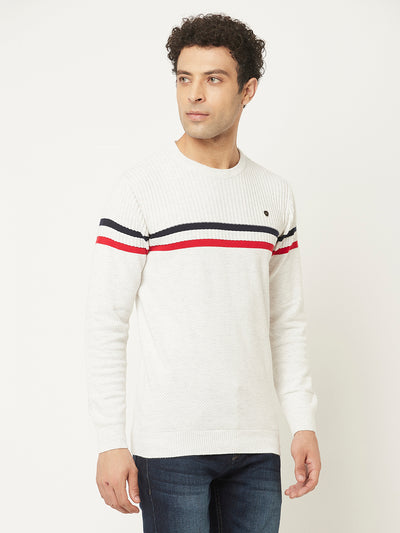 White Sweater in Pure Cotton-Men Sweaters-Crimsoune Club