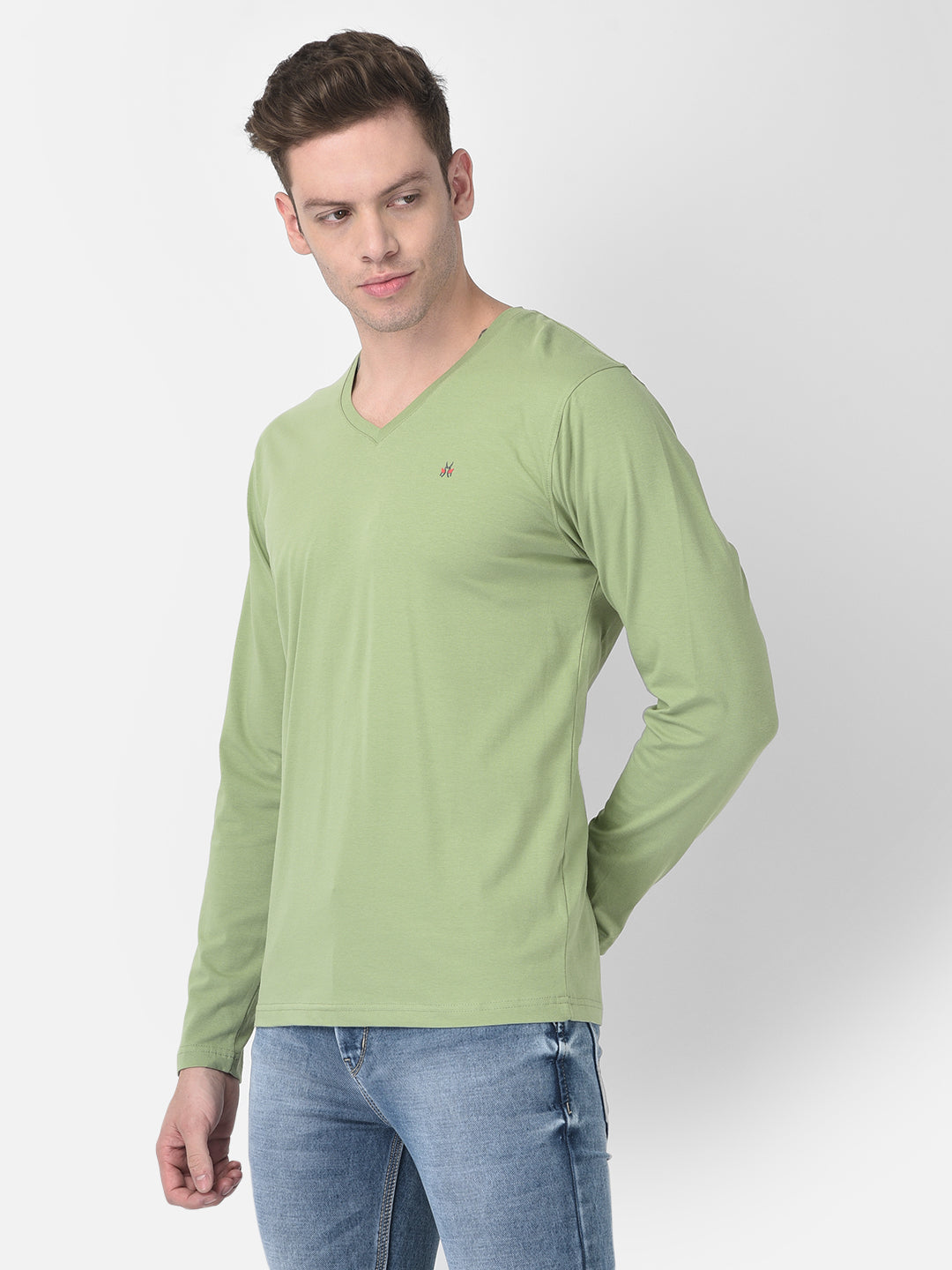 Long-Sleeved Green T-Shirt-Men T-Shirts-Crimsoune Club