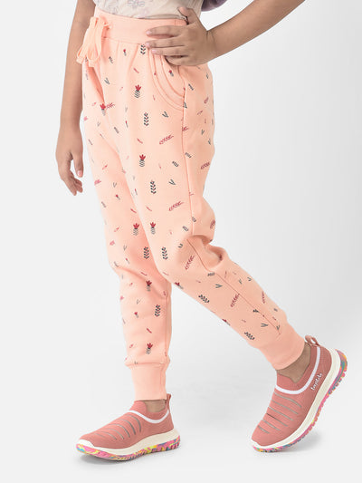  Peach Joggers with Floral Print 