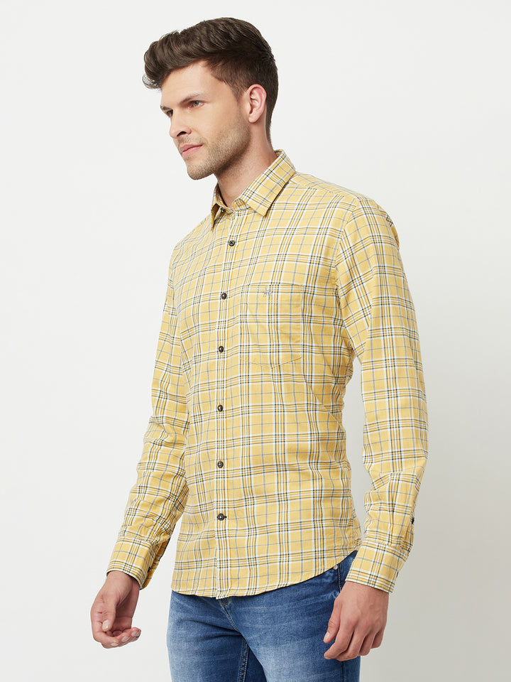 Yellow Tartan Checked Shirt-Men Shirts-Crimsoune Club