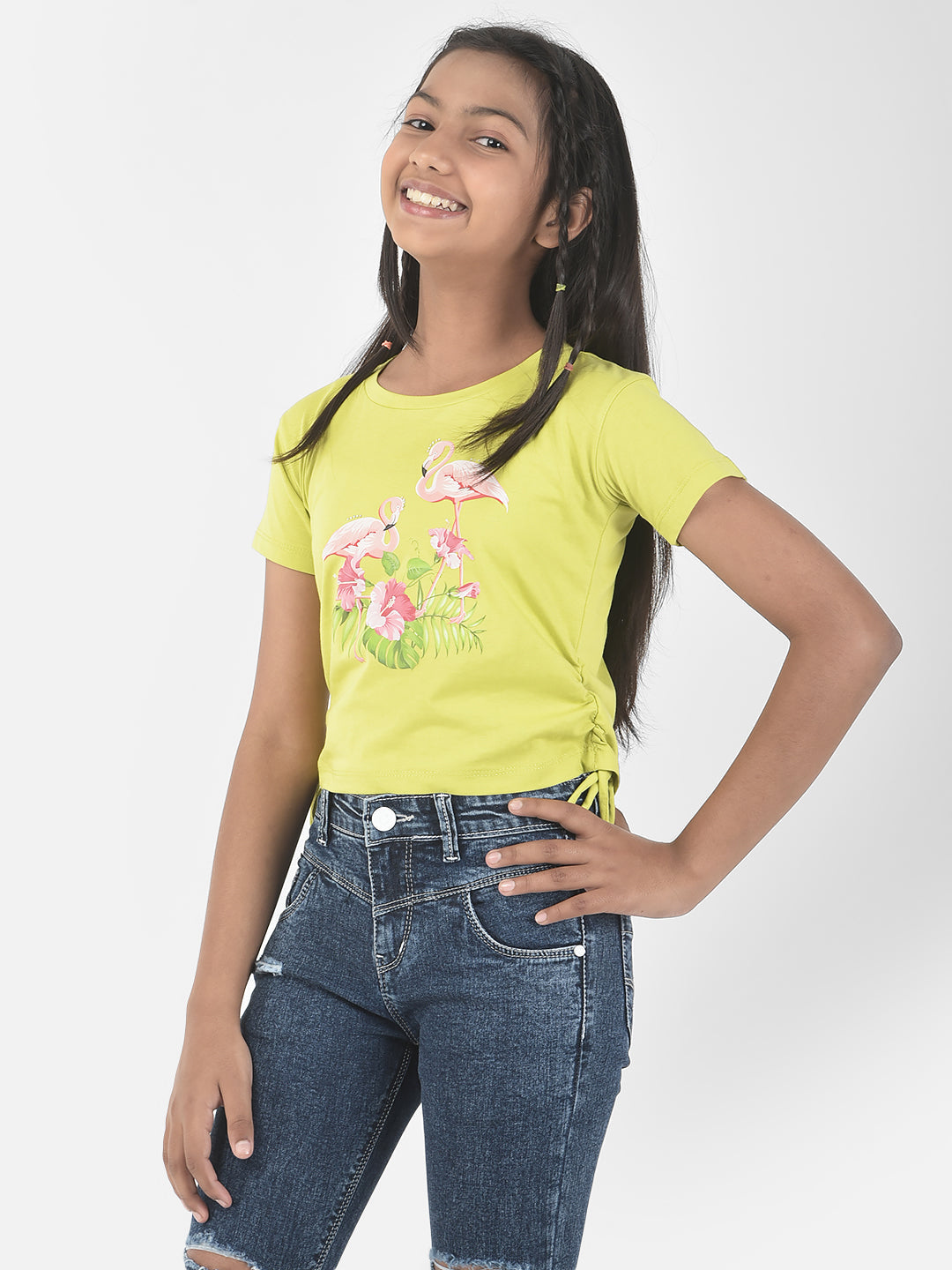  Green Flamingo Crop Top