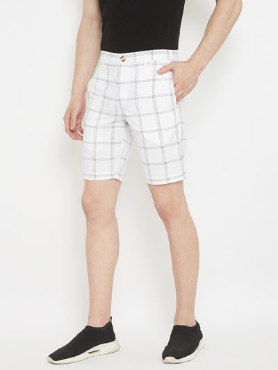White Checked shorts - Men Shorts