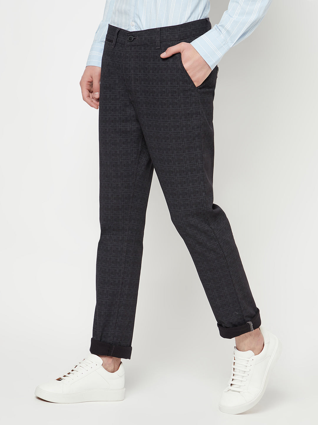 Black Checked Trousers - Men Trousers