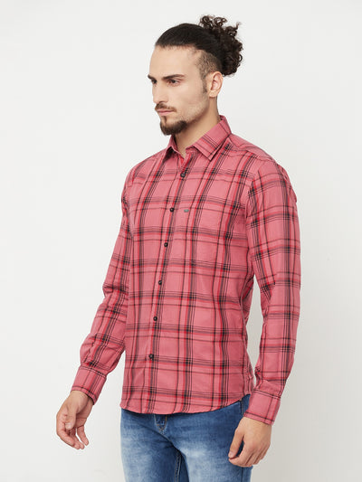 Pink Checked Casual Shirt - Men Shirts