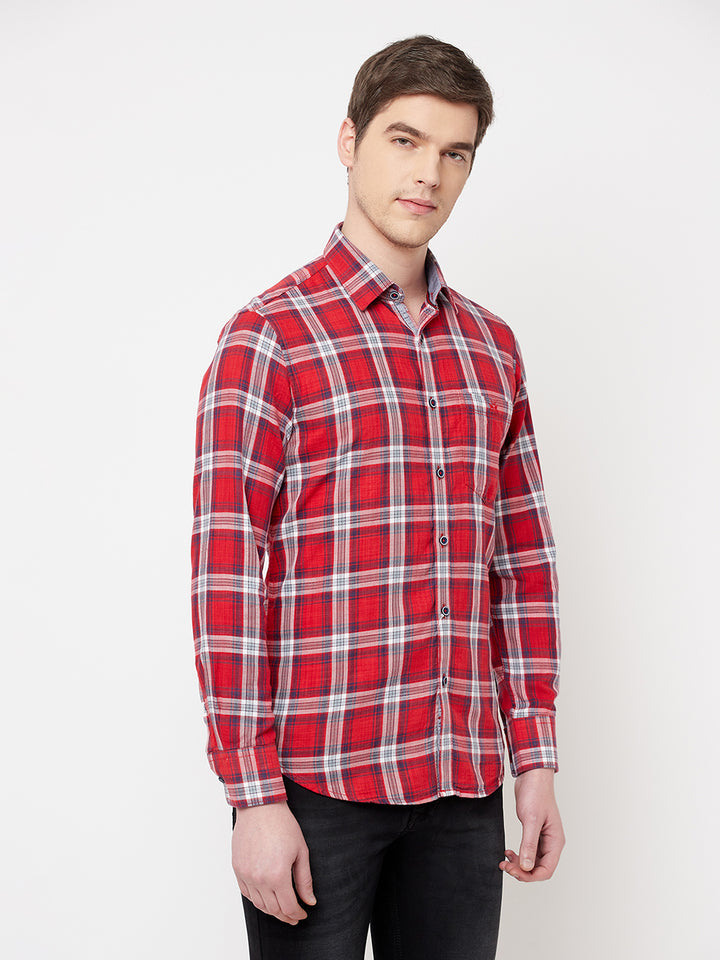 Red Checked Casual Shirt - Men Shirts