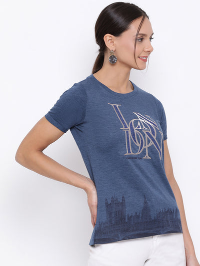 Blue Printed T-shirt - Women T-Shirts