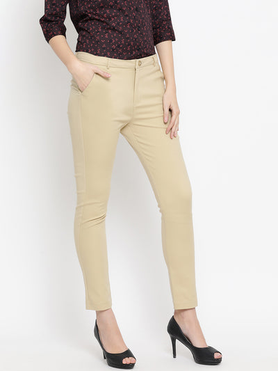 Khaki Slim Fit Chinos - Women Trousers