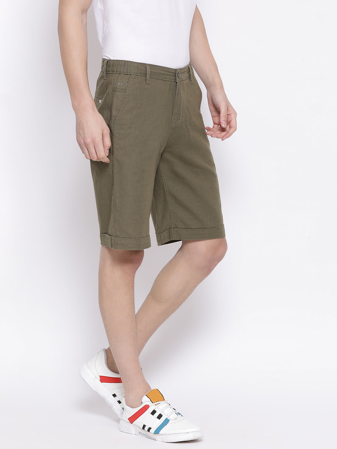 Olive Slim Fit Shorts - Men Boxers