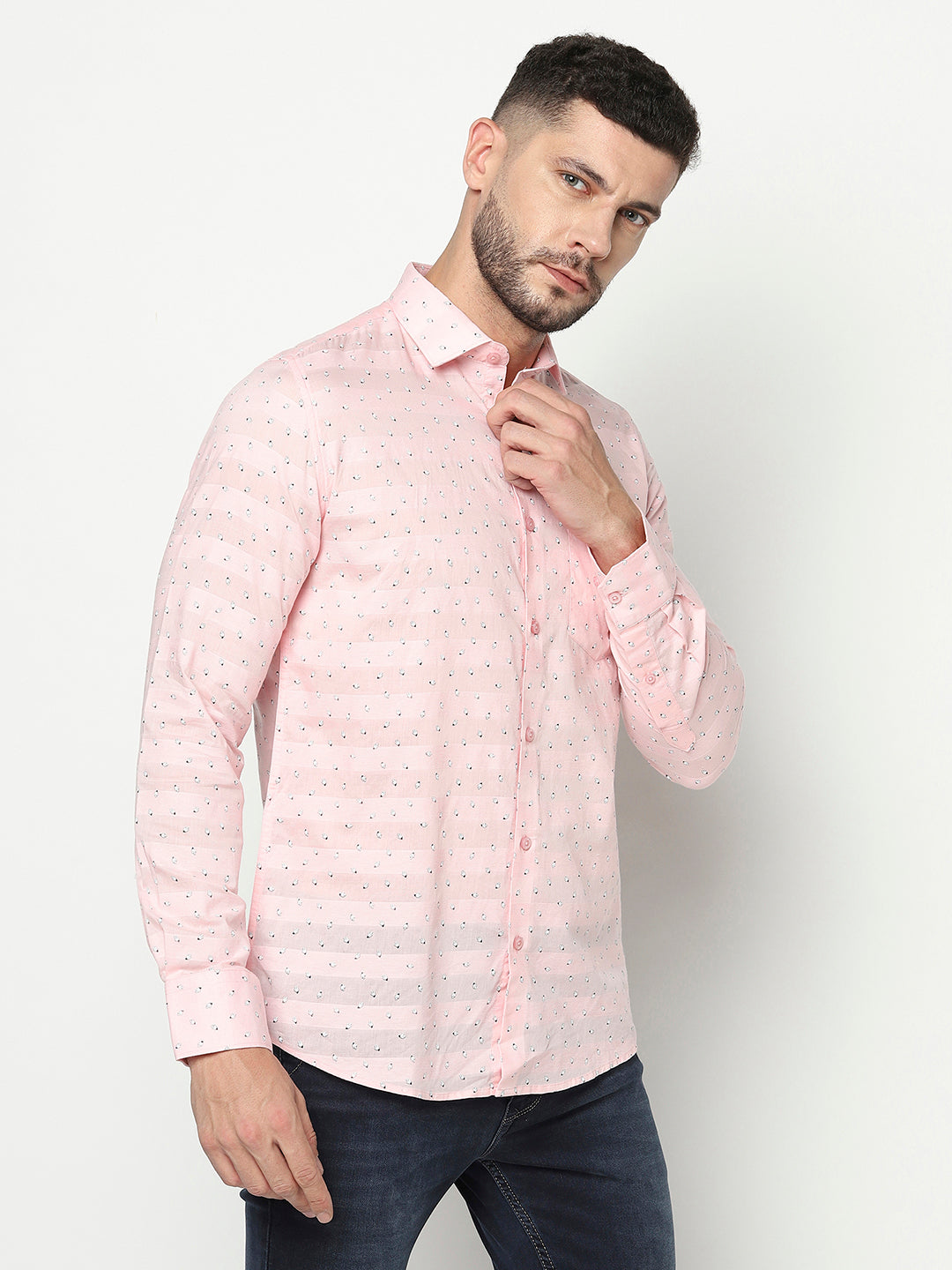 Pink Abstract Print Shirt-Men Shirts-Crimsoune Club