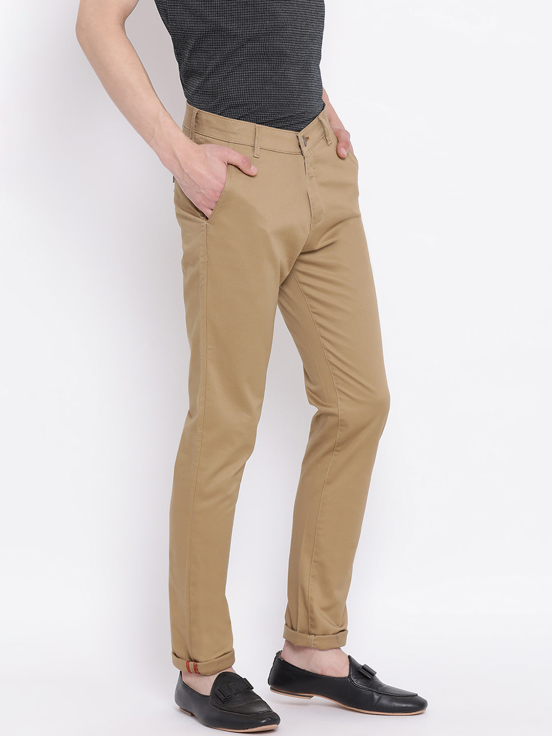 Brown Slim Fit Trousers - Men Trousers