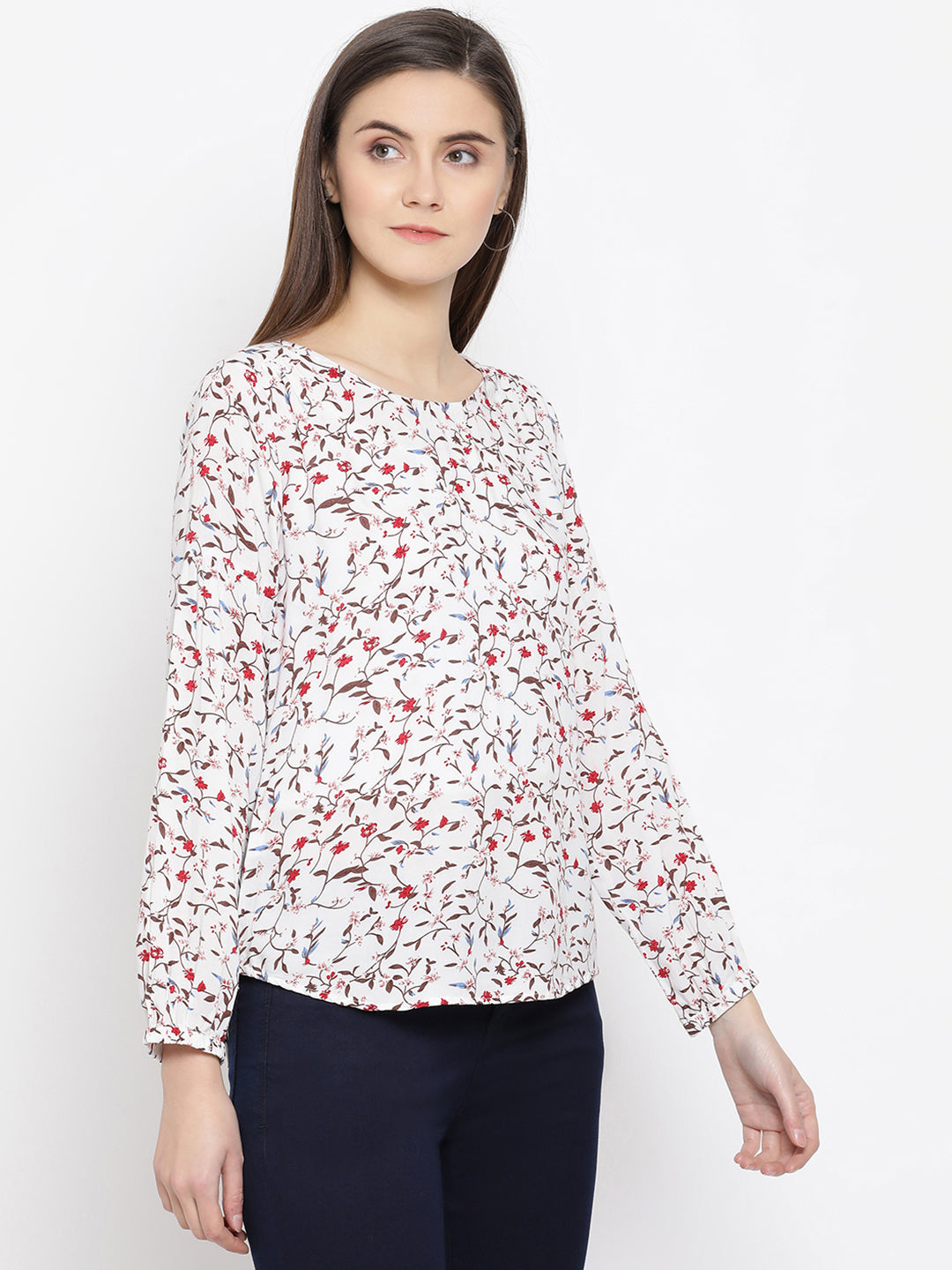 White Floral Top - Women Tops