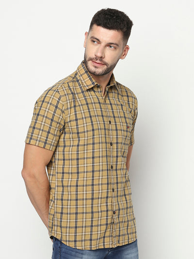 Yellow Checked Shirt-Men Shirts-Crimsoune Club