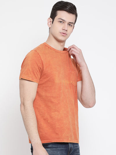 Orange Round Neck T-Shirt - Men T-Shirts