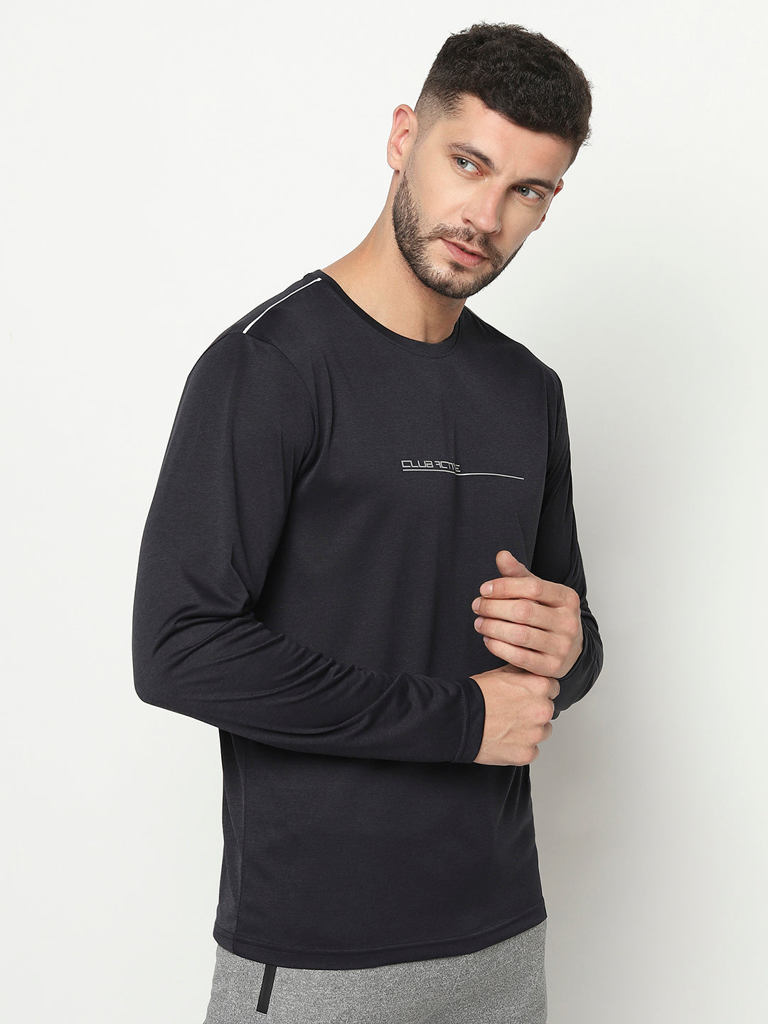 Black Long-Sleeved Athletic T-Shirt-Men T-Shirts-Crimsoune Club