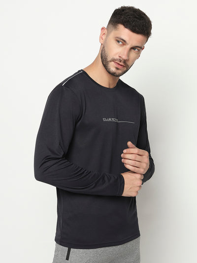 Black Long-Sleeved Athletic T-Shirt-Men T-Shirts-Crimsoune Club