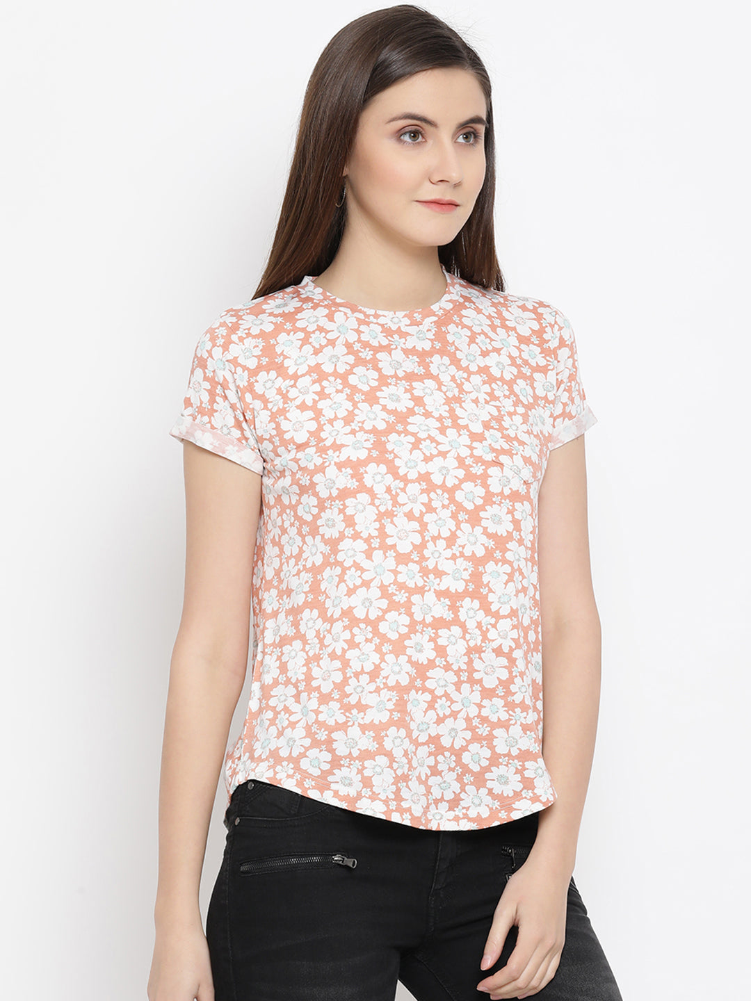 Orange Floral Top - Women Tops