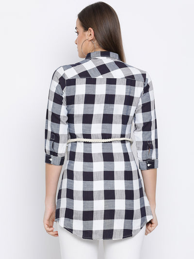 Checked Button Up Shirt - Women Shirts