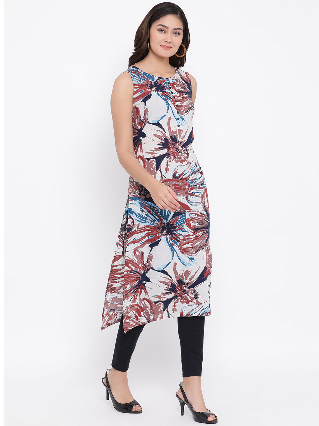 Sleeveless Printed Kurta - Women Kurtas