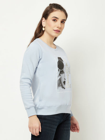  Light Blue Graphic Sweatshirt