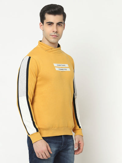  Mustard Sweatshirt with Typography Print