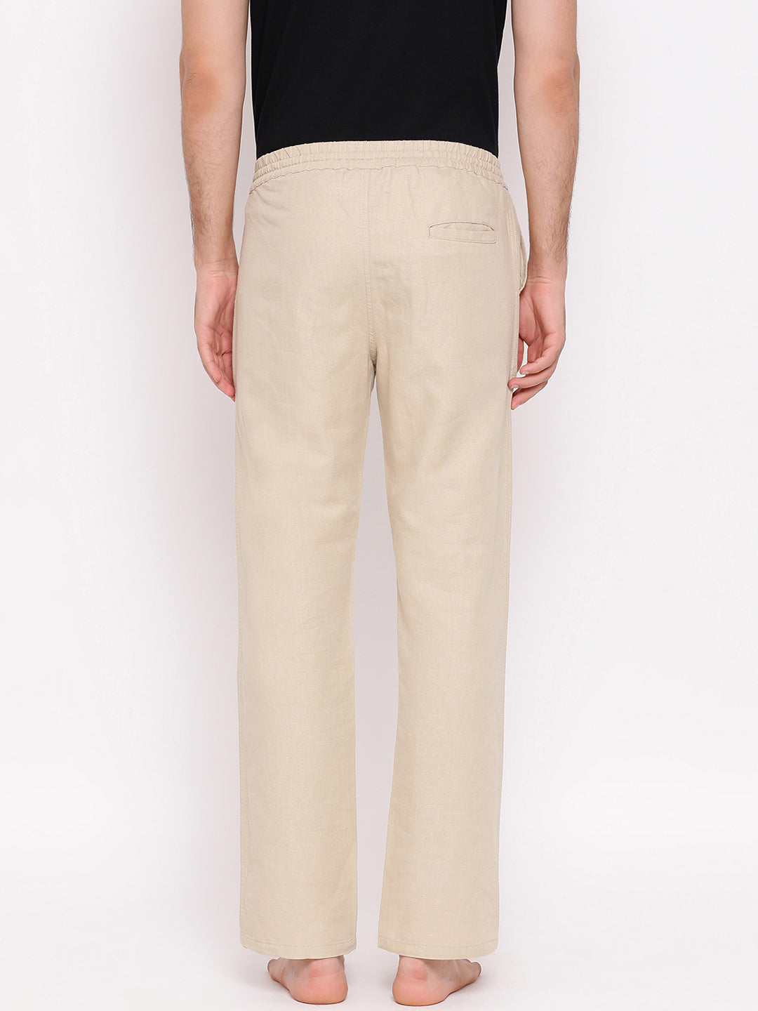 Beige Straight Cotton Lounge Pants - Men Lounge Pants