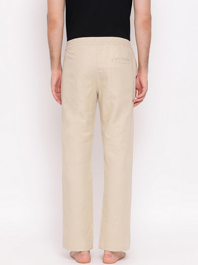 Beige Straight Cotton Lounge Pants - Men Lounge Pants