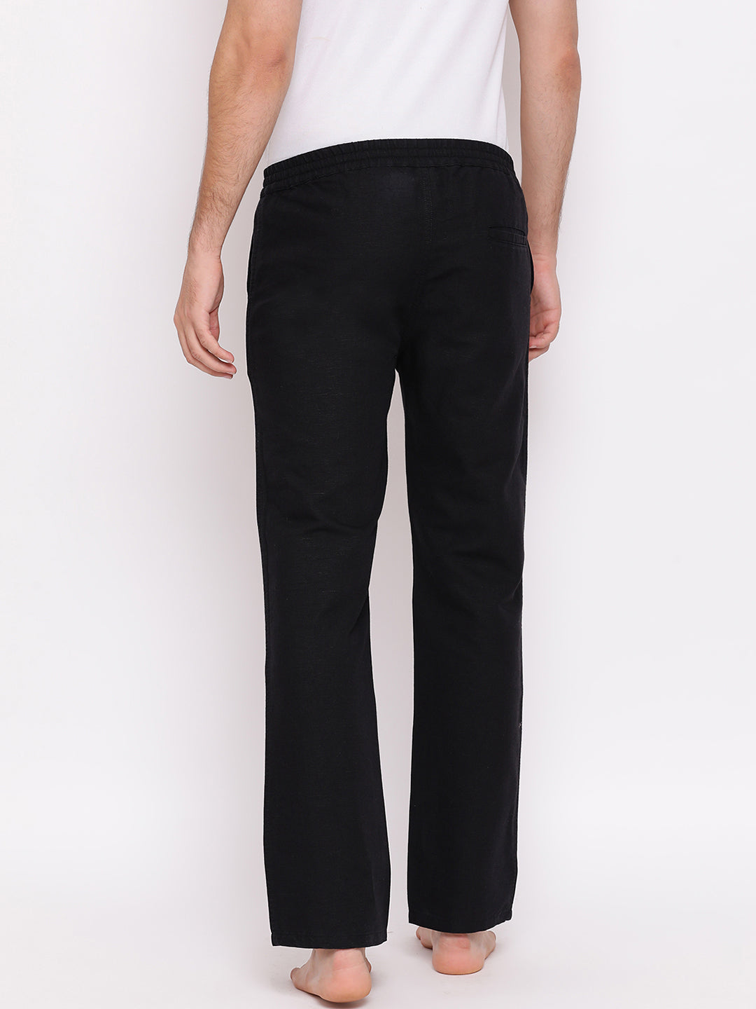 Black Straight Cotton Lounge Pants - Men Lounge Pants