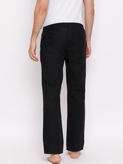 Black Straight Cotton Lounge Pants - Men Lounge Pants