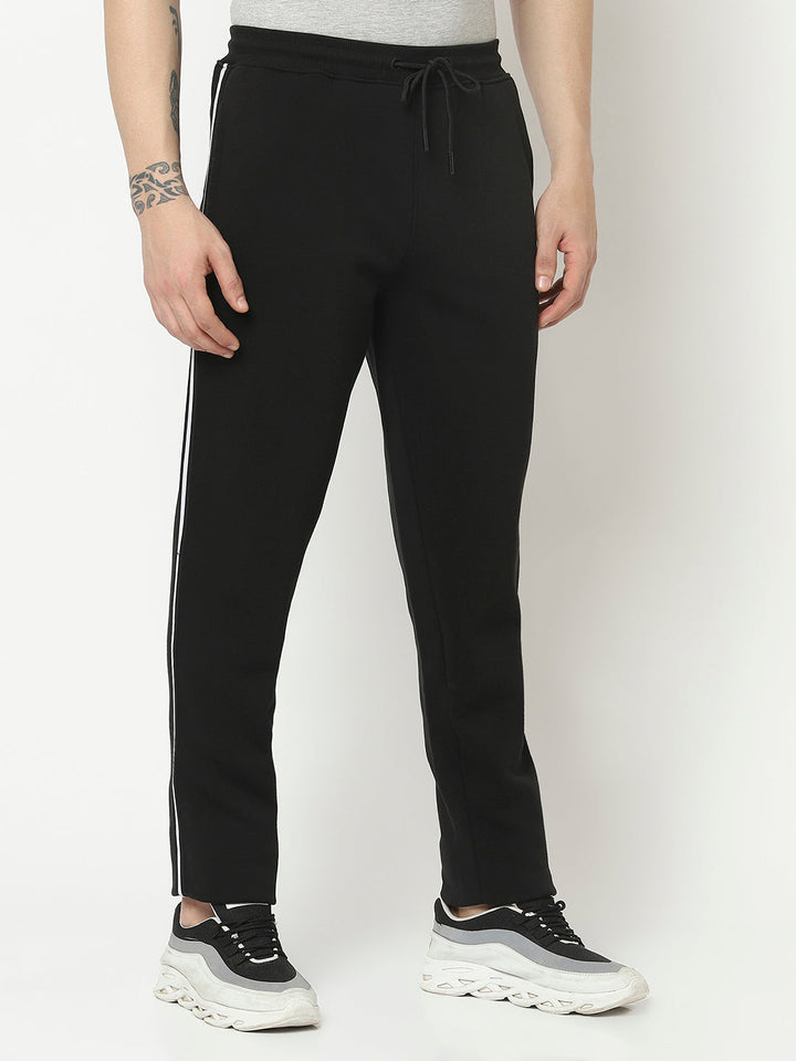  Black Track Pant with Contrast Logo Work