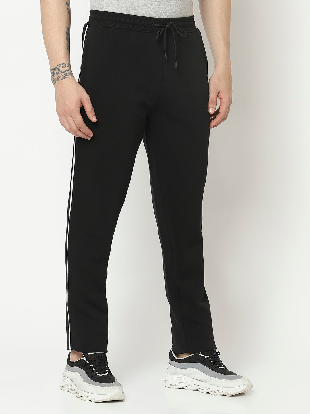  Black Track Pant with Contrast Logo Work