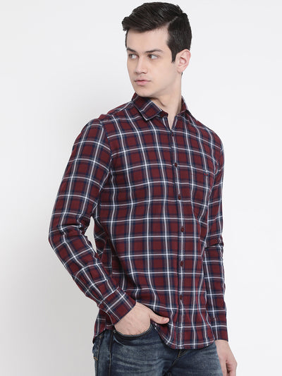 Red Checked Slim Fit shirt - Men Shirts