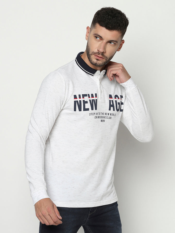 Typographic Long-Sleeved Polo T-Shirt-Men T-Shirts-Crimsoune Club