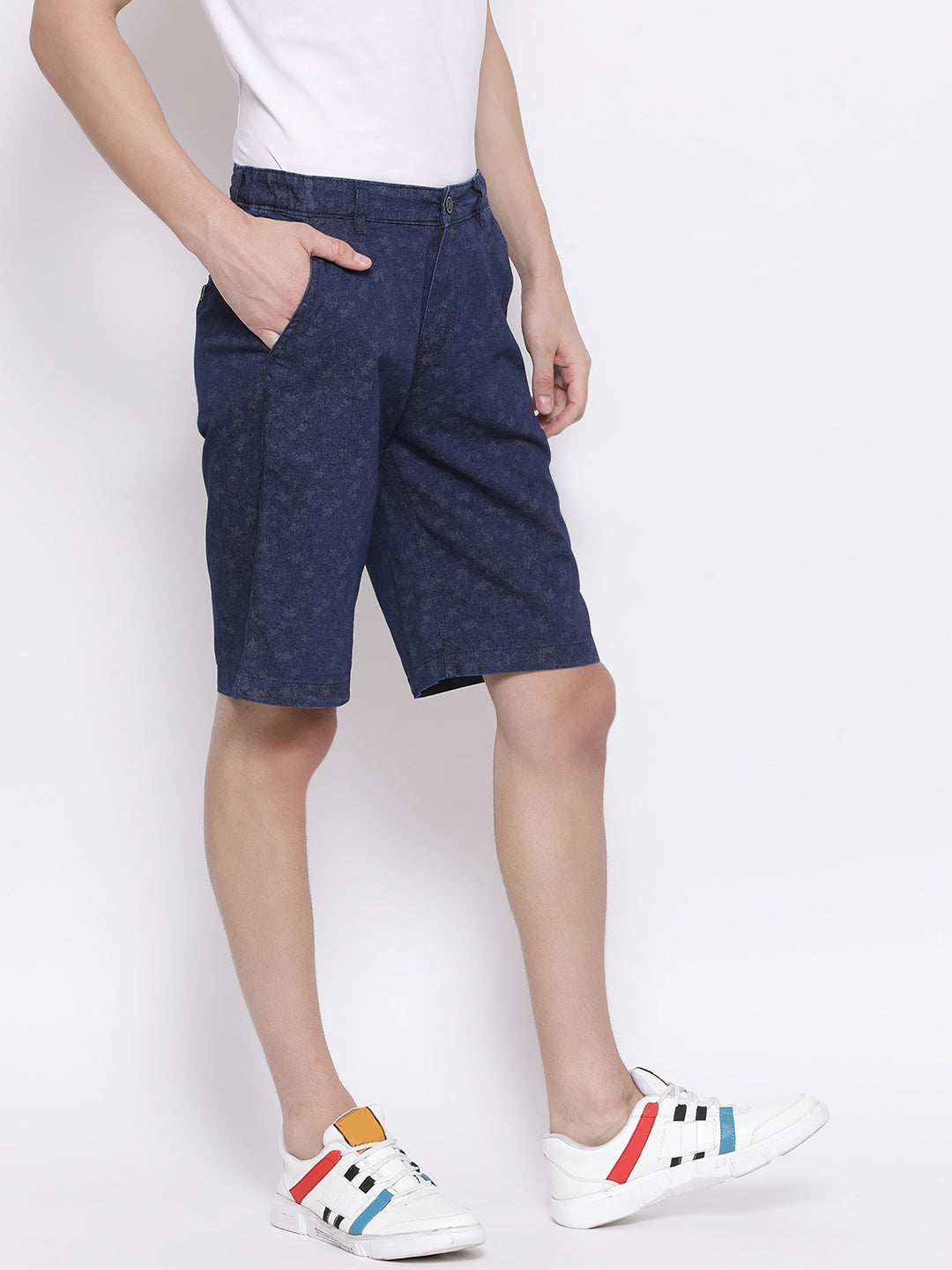 Navy Blue Printed shorts - Men Shorts