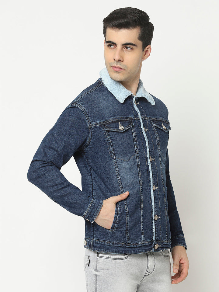  Blue Denim Jacket with Fur Inning