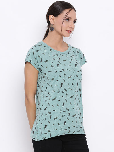 Green Printed T-Shirt - Women T-Shirts