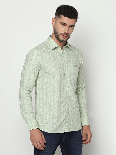 Green Abstract Print Shirt-Men Shirts-Crimsoune Club