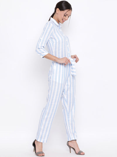 Blue Striped Jumpsuit - Women Jumpsuits