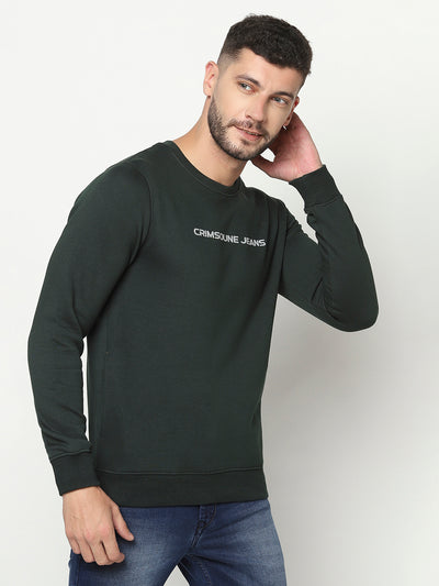 Dark Green Logo Block Sweatshirt-Men Sweatshirts-Crimsoune Club