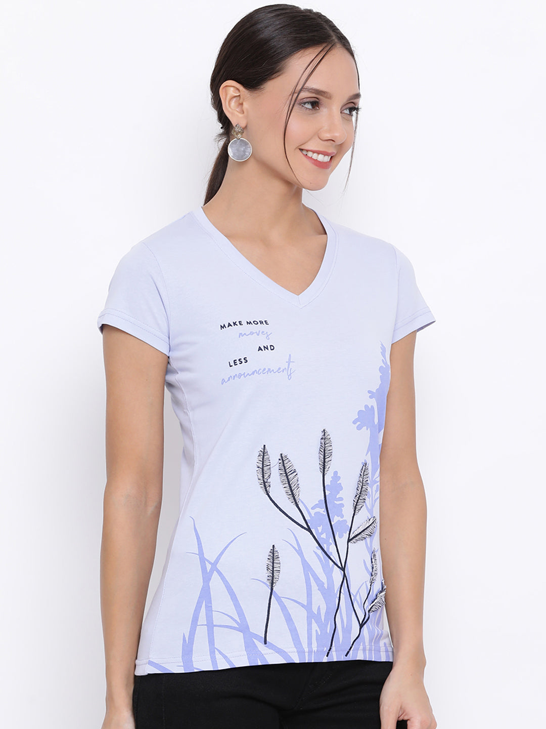 Blue Printed T-shirt - Women T-Shirts