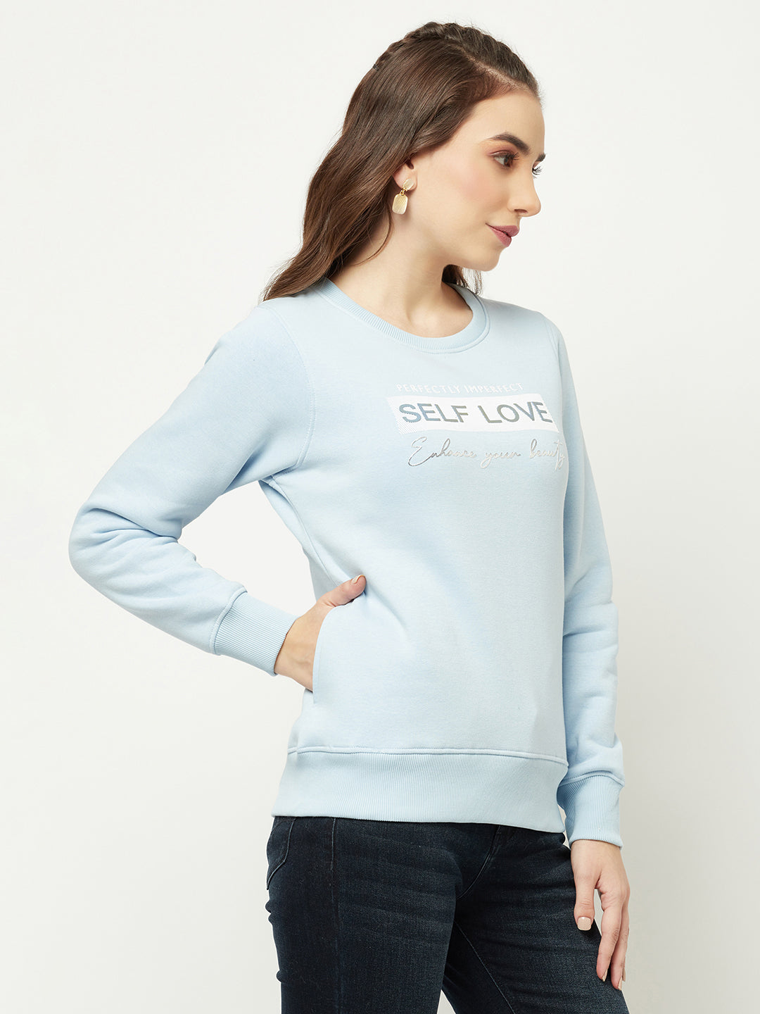  Light Baby Blue Typographic Sweatshirt 