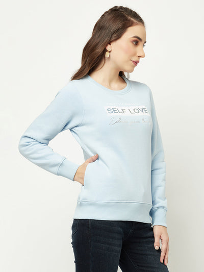  Light Baby Blue Typographic Sweatshirt 