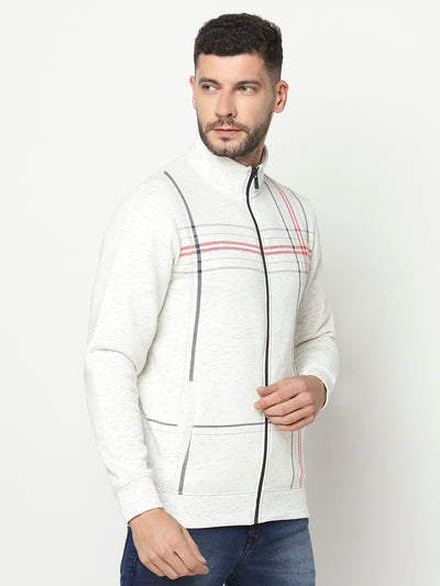 White Lined Zipper Sweatshirt-Men Sweatshirts-Crimsoune Club