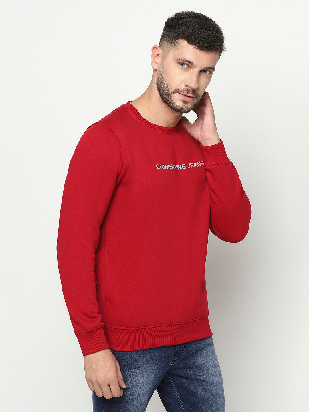 Red Logo Block Sweatshirt-Men Sweatshirts-Crimsoune Club