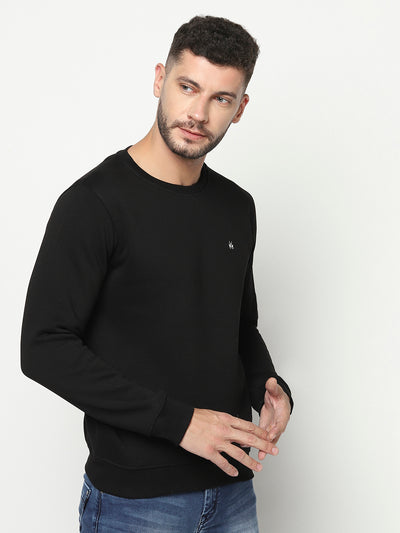 Black Logo Sweatshirt-Men Sweatshirts-Crimsoune Club