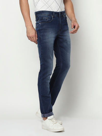 Blue Straight Legged Jeans-Men Jeans-Crimsoune Club