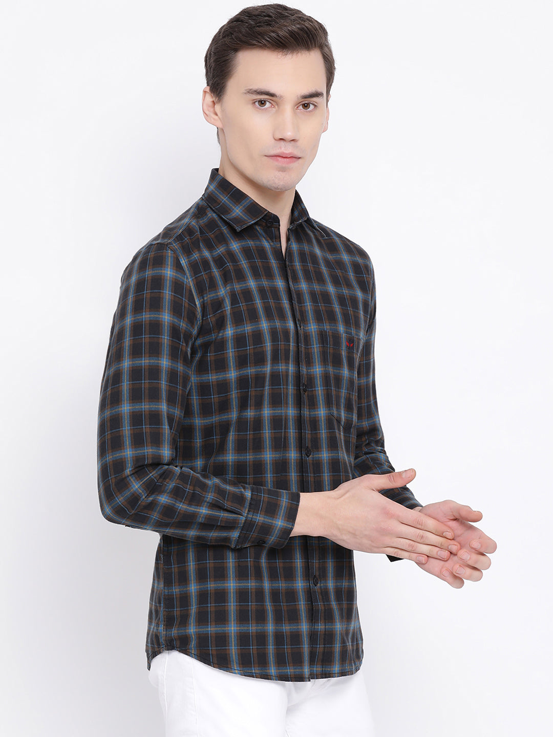 Black Checked Slim Fit Full Sleeves Shirt - Men Shirts