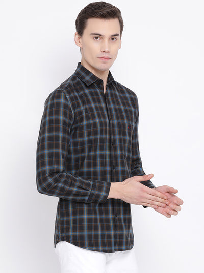 Black Checked Slim Fit Full Sleeves Shirt - Men Shirts