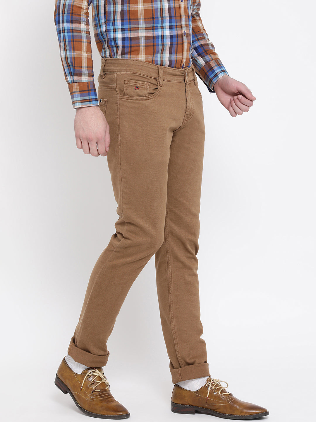 Brown Slim Fit Trousers - Men Trousers